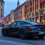 Black Tesla Model Y in Frankfurt 2024